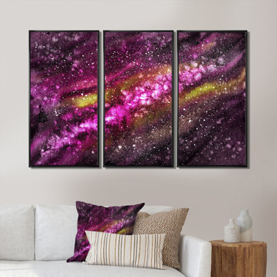 Space with Milky Way, Plenty of Stars - 3 Piece Floater Frame Print on Canvas