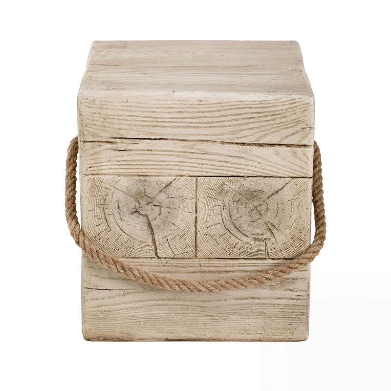 Outdoor Square MGO Side Table with Simulated Braided Cord