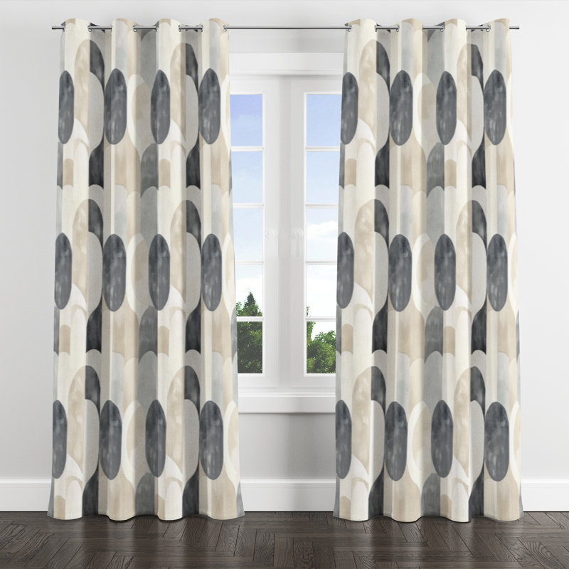 Panneaux de rideaux à formes géométriques - Rideau à œillets à motif neutre moderne - 1 panneau, L 52 po x L 84 po