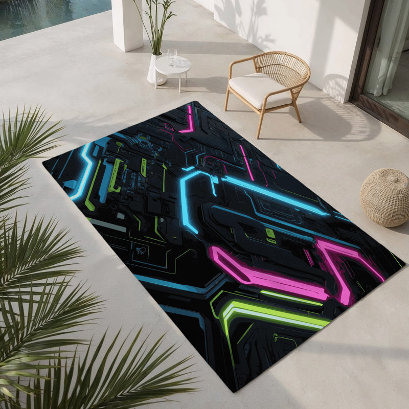 Tapis intérieur et extérieur Warp Cascade, Rectangle 1 pi 6 po x 2 pi 6 po