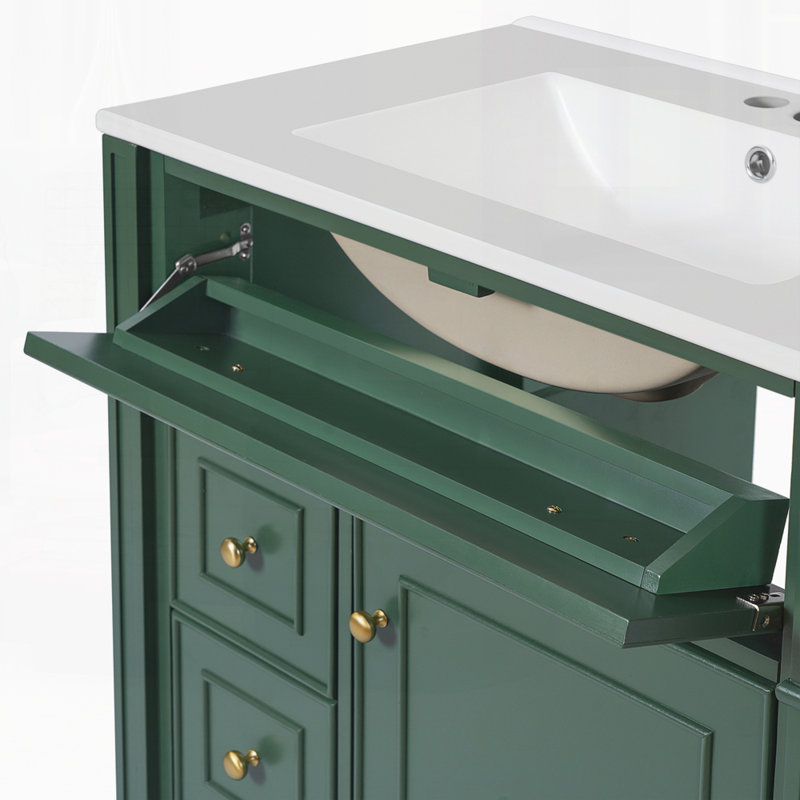 Meuble-lavabo avec lavabo en céramique 30 po, Vert
