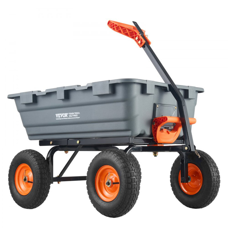 Dump Cart, Poly Garden Dump Cart with Easy to Assemble Steel Frame