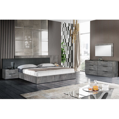 Ensemble de chambre configurable avec lit plateforme très grand 5 pièces Russa California
