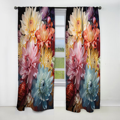 Walburg - Rideau occultant floral Mums - 1 panneaux