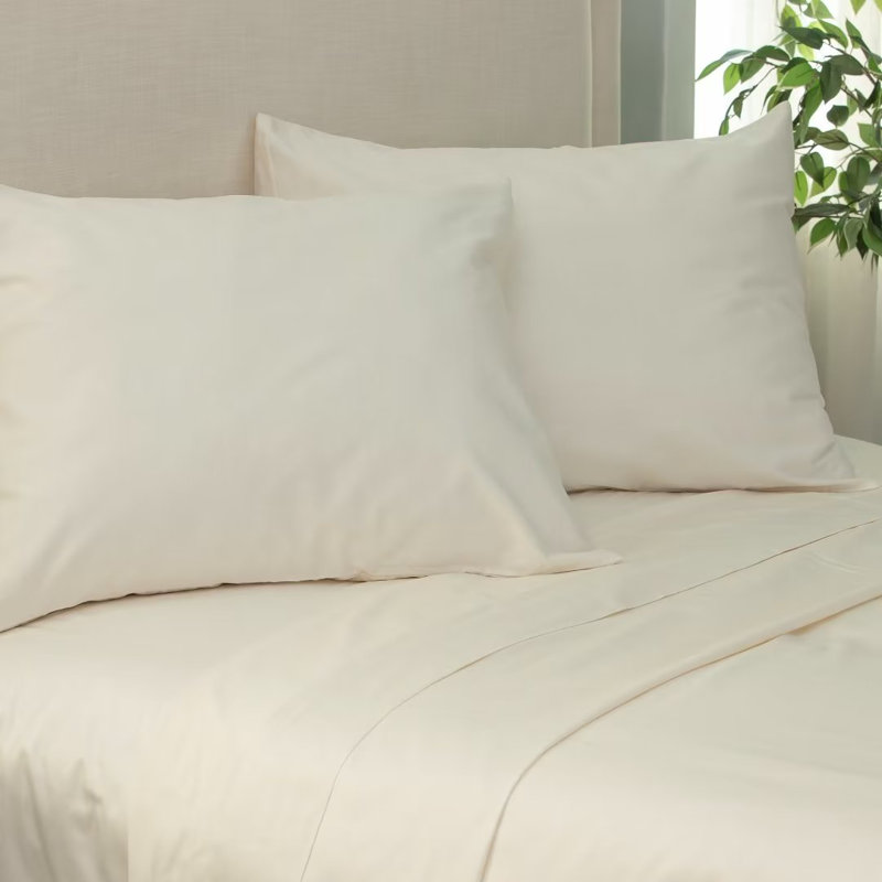 Ivory Twin Cotton Sateen 400 Thread Count Sheet Set