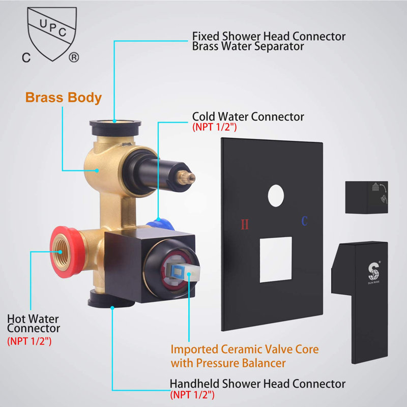 All-In-One Kit with Rough in-Valve, Matte Black
