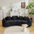 Black Curved Compressed Sofa, Creative Nordic-Style Design For Living Room, Comfortable, Soft And Suitable For Multiple Scenarios-1835327524