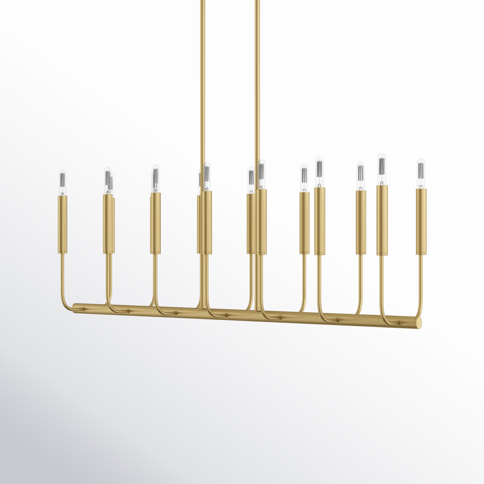 Tedder 14 Light Steel Dimmable Pendant, Burnished Brass