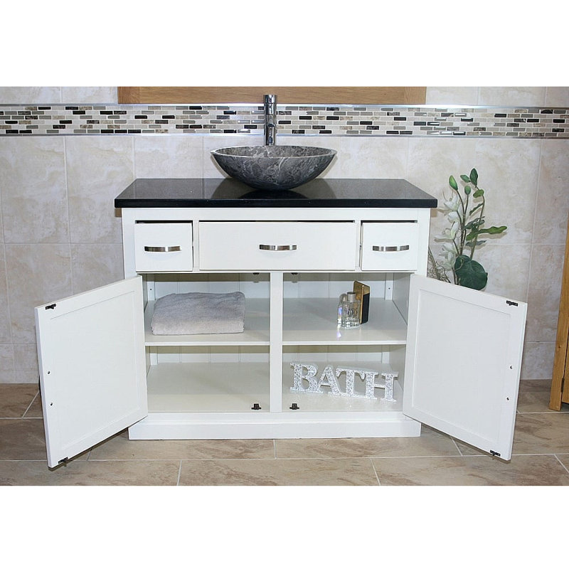 Rodger 1000mm Single Bathroom Vanity with Vessel Stone Basin, Black Quartz, Grey, White