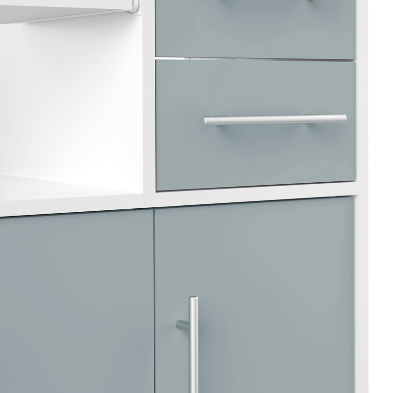 Seyma Wood Kitchen Cart, White/Grey