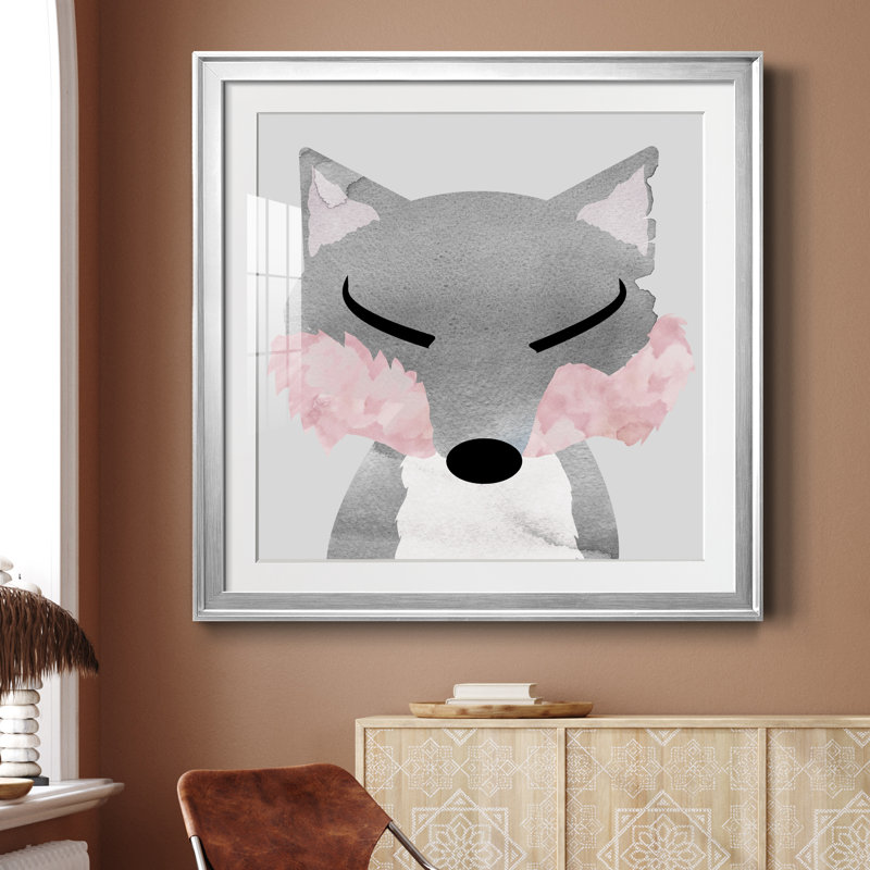 Renard - peinture encadrée, H 30,5 po x l 30,5 po x P 1,5 po, Toile encadrée argentée