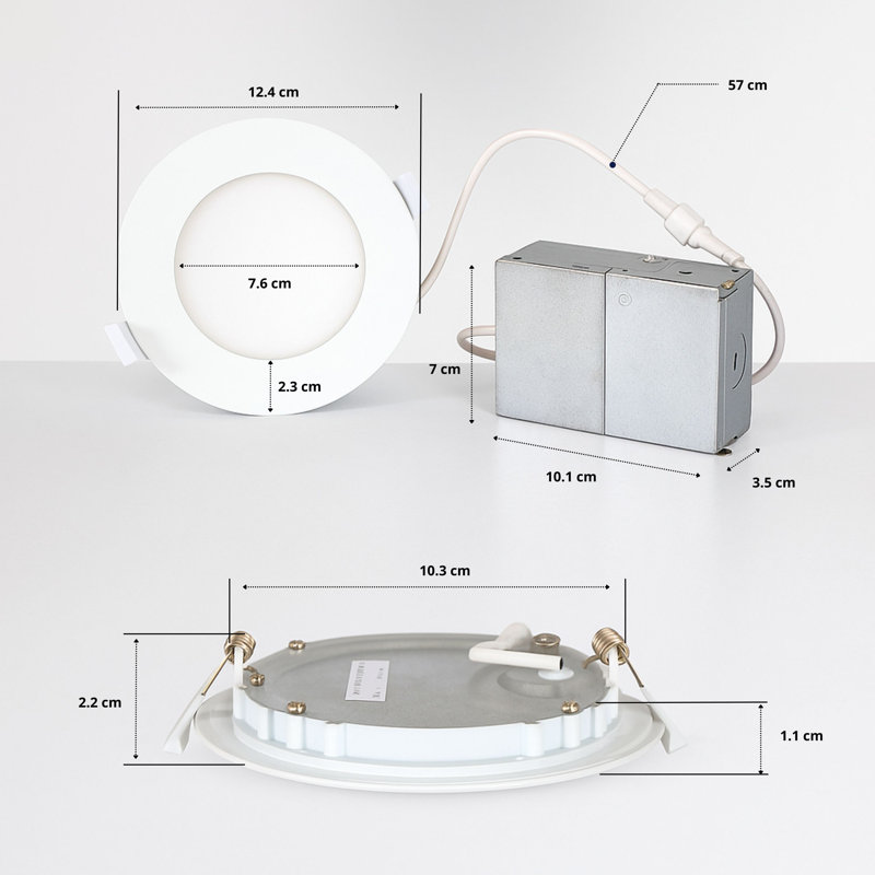 Luminus mince encastré à DEL 4 pouces 5 pouces avec boîte de jonction détachée Luminus, calibre 5CCT, 750 lumens, 9 watts, intensité variable, paquet de 6