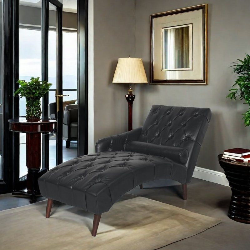 Méridienne de luxe avec dossier capitonné, fauteuil inclinable en cuir PU de qualité supérieure, comprend un coussin pour le salon, la chambre à coucher ou le bureau