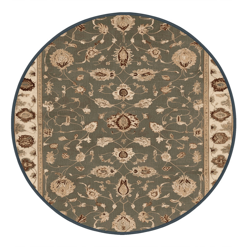 Tapis brun lavable à la machine, Rond 3 pi