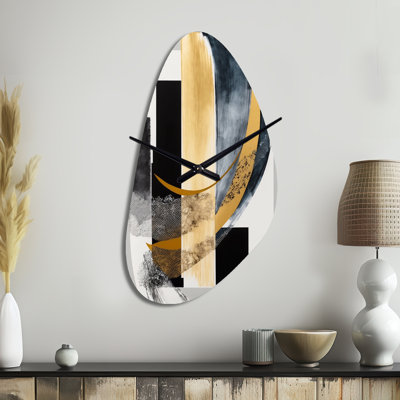 Glam Art Deco Abstract I - horloge murale asymétrique abstraite en métal, impression d'horloge murale moderne de forme unique