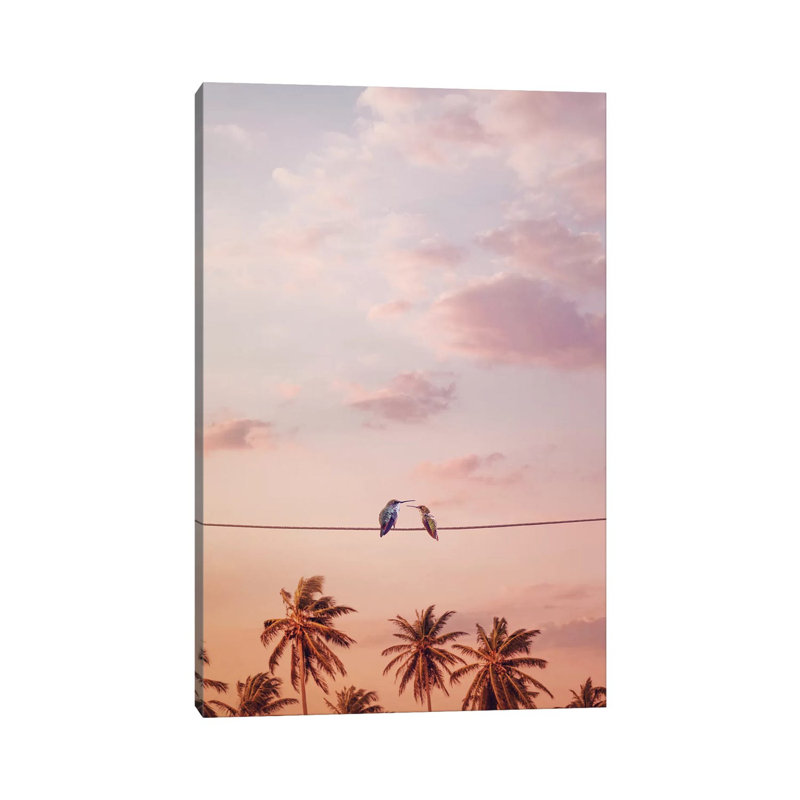 «Hummingbirds in Love» par Jonas Loose - impression d'art graphique, Aucun mat, H 26 po x l 18 po x P 1,5 po, Toile tendue