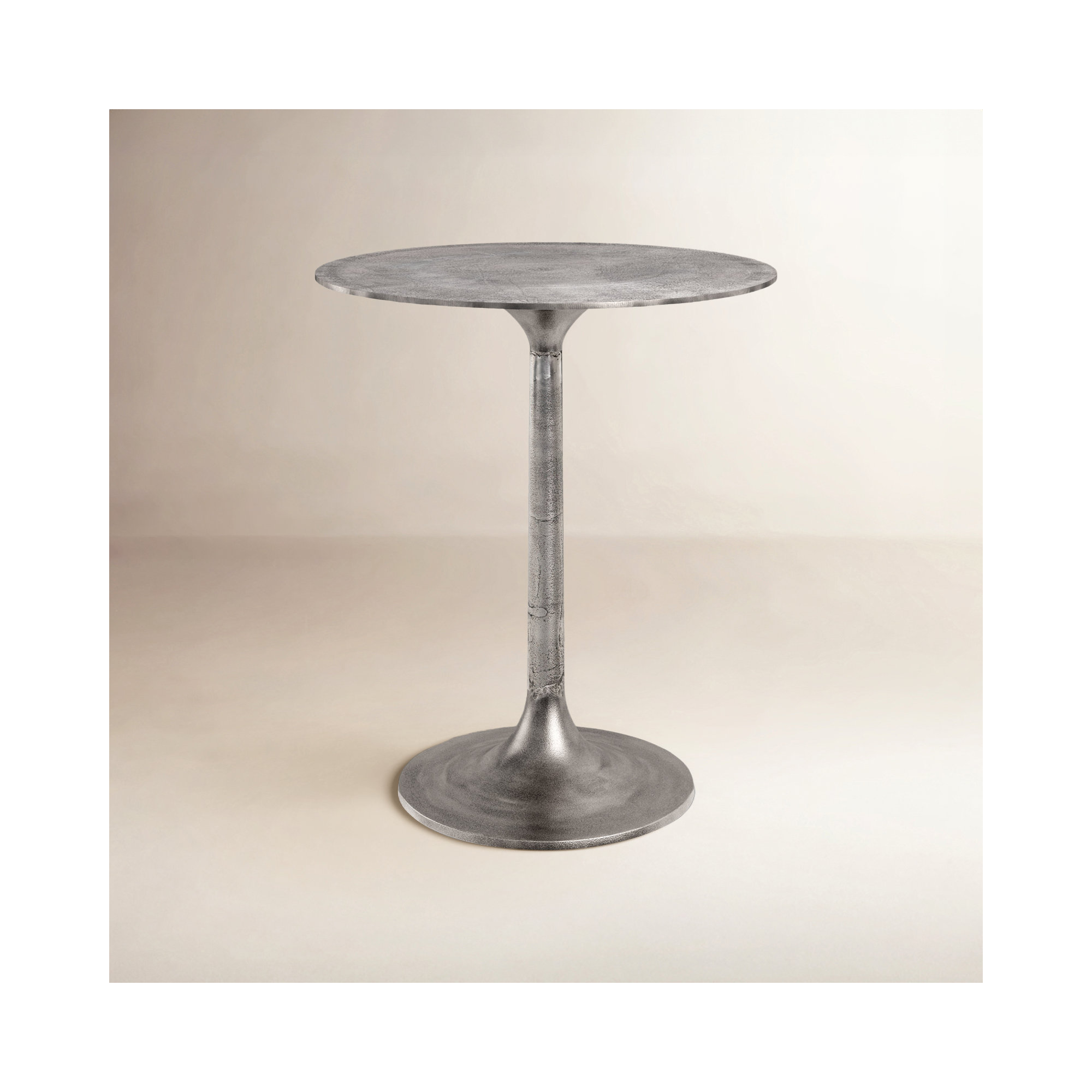 Roksana Bar Height Pedestal Dining Table, Raw Antique Nickel, Counter Height ( 36" Height)