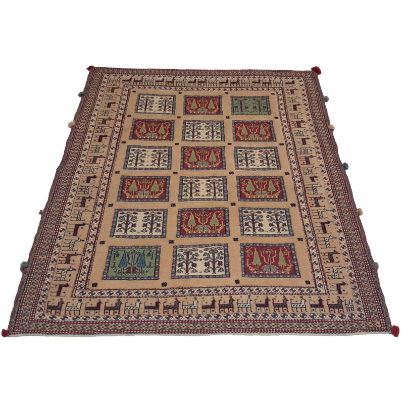 Paska Patchwork Area Rug in Beige