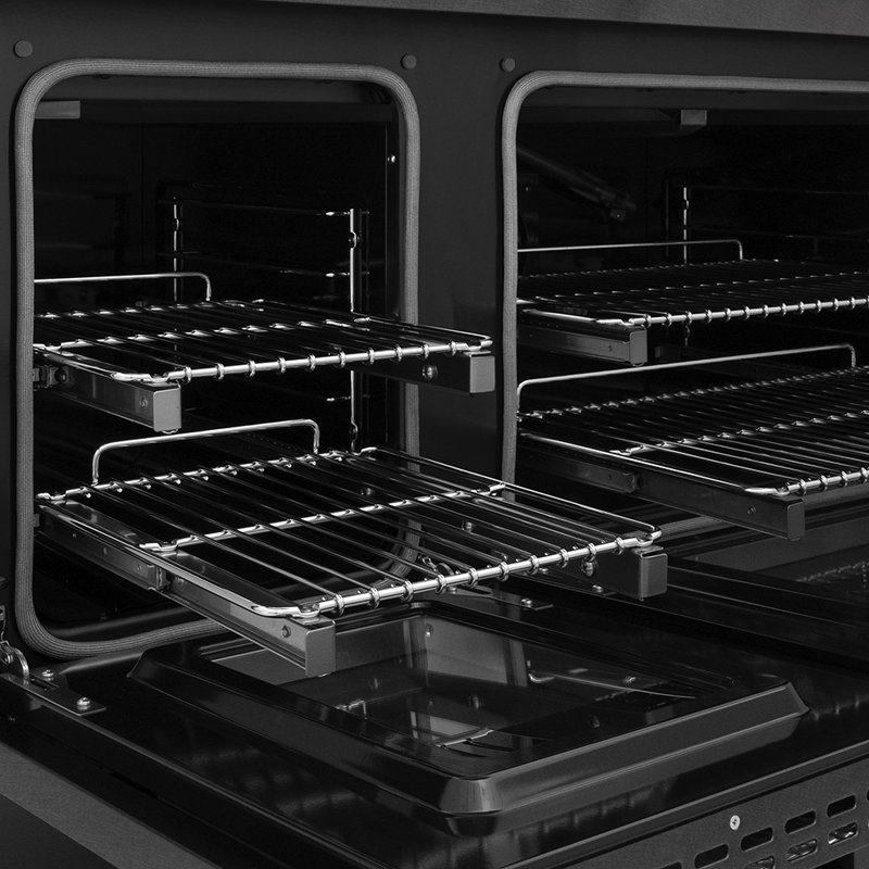 ZLINE 48 in. Paramount Double Oven Gas Range in Black Satin Stainless Steel with 8 Brass Burners