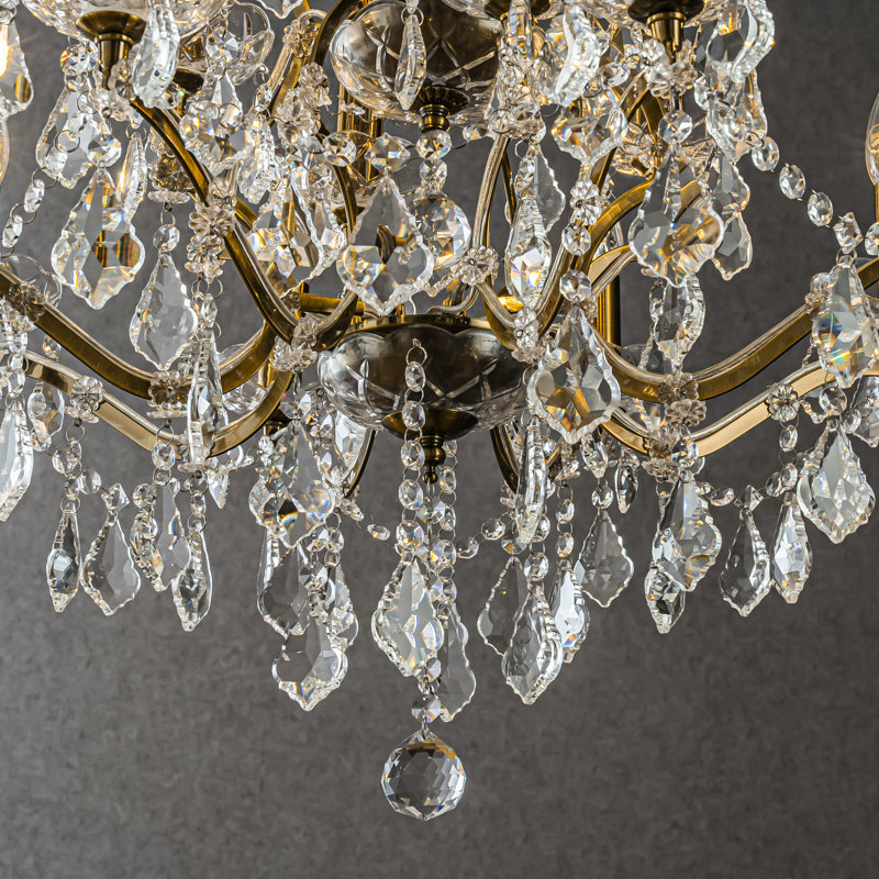 Lustre antique classique / classique à 12 lumières de 26 po avec accents en cristal Micole