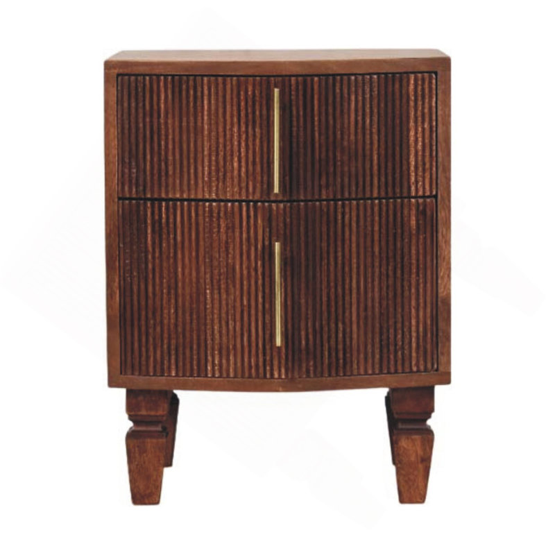 Solid Wood Harper Nightstand,Brown,2-Drawer