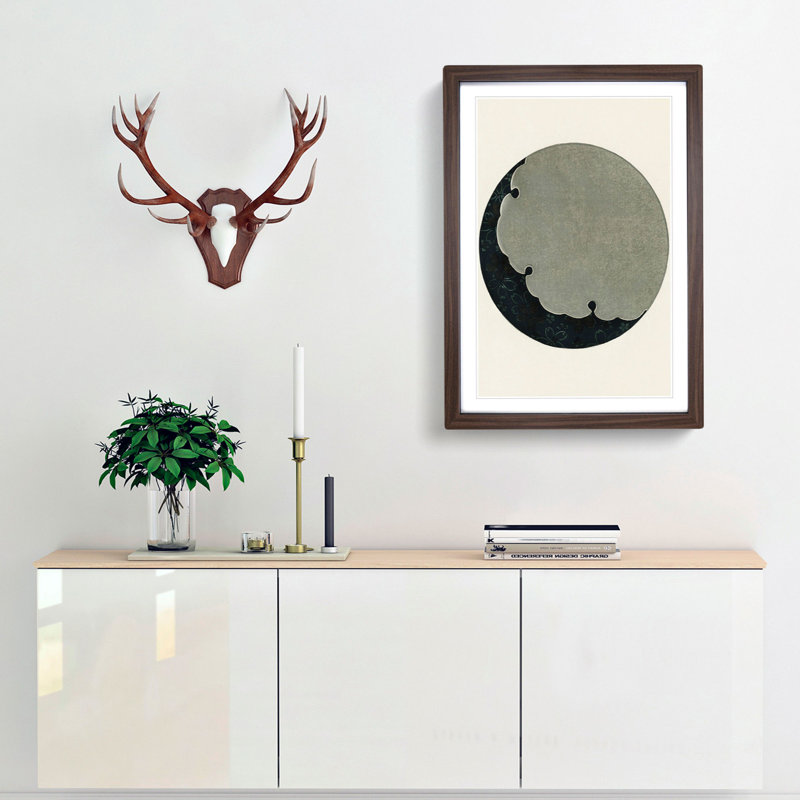 The Moon by Watanabe Seitei - Picture Frame Painting Print, Walnut Framed, 36cm H x 27cm W x 2cm D