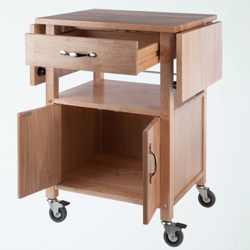 Rachael Utility Cart with Wheels and Drawer Cabinet in Natural, 32.90" H X 43.05" W X 19.90" D