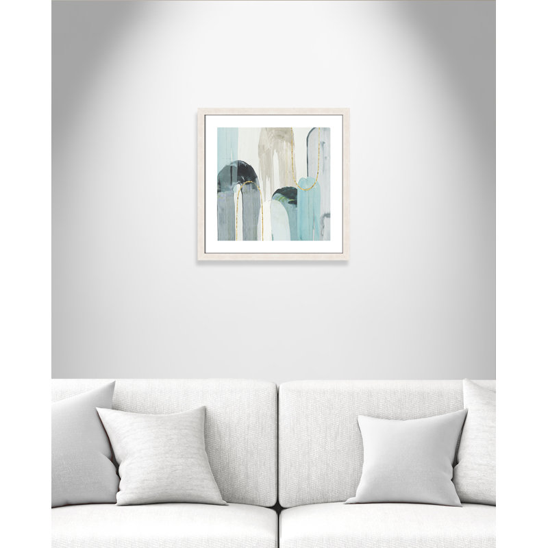 Blue Arches I - Art encadré autoportant, H 24 po x l 24 po x P 1,125 po, Cadre à grain de bois blanc