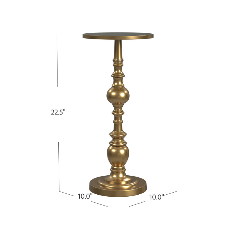 Darien Round Pedestal 10"W Side Table, Antique Gold