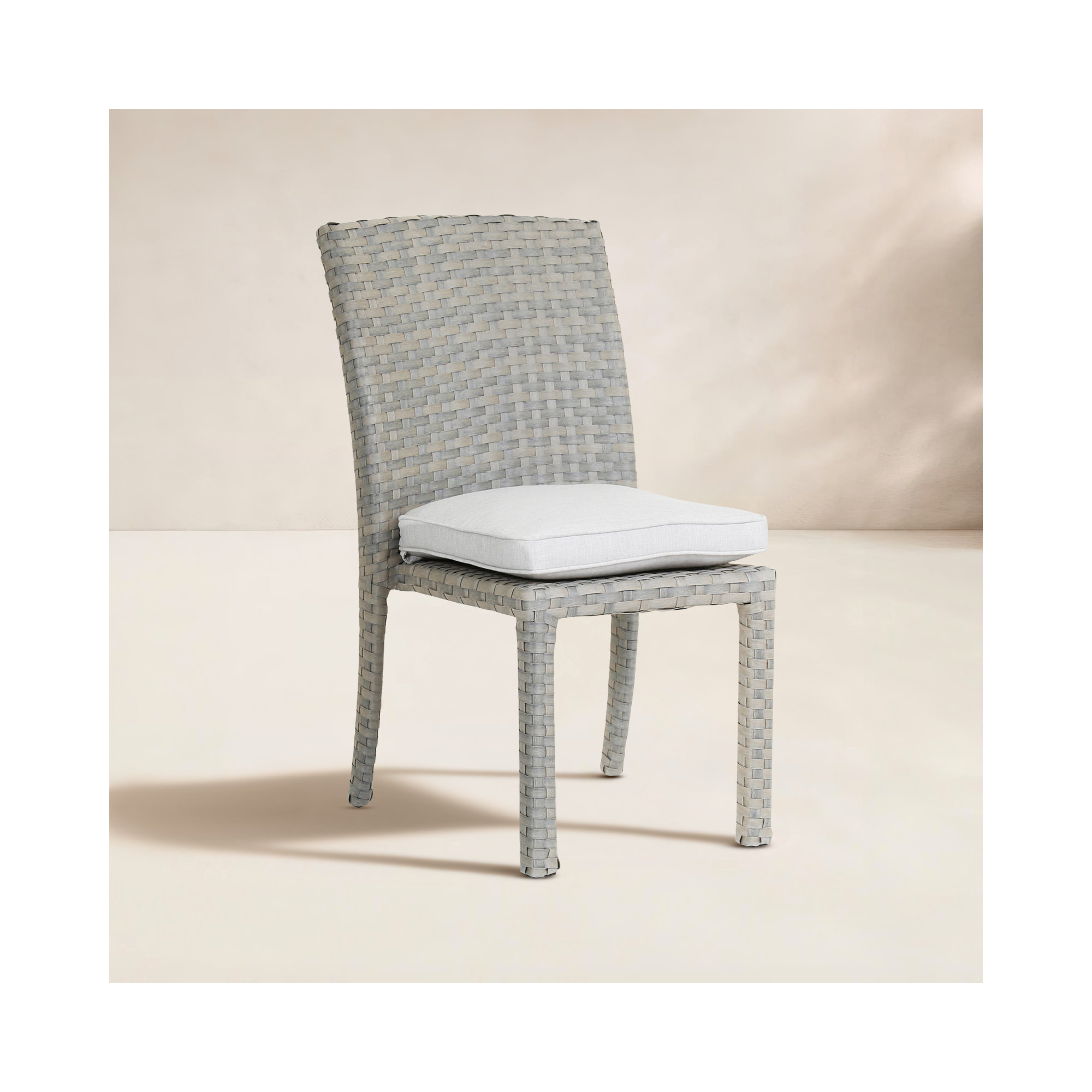 Majorca Wicker Premium All-Weather Wicker Outdoor Dining Side Chair with Sunbrella® Cushion, Cast Silver Sunbrella®