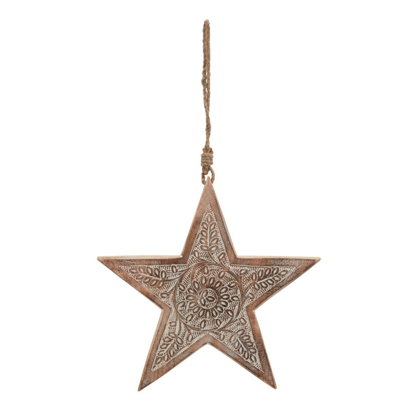 Handmade Star Wood Christmas Hanging Figurine Ornament, 25cm H x 25cm W x 2cm D