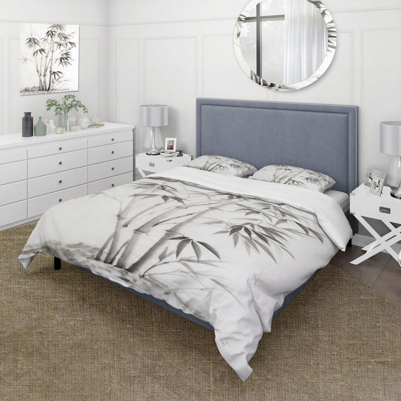 Ensemble de housse de couette traditionnel rétro en bambou monochrome II - microfibre de polyester