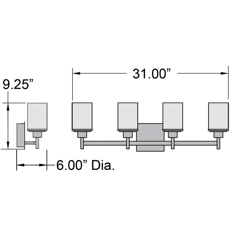 Éclairage pour meuble-lavabo 4 lumières Lisinski