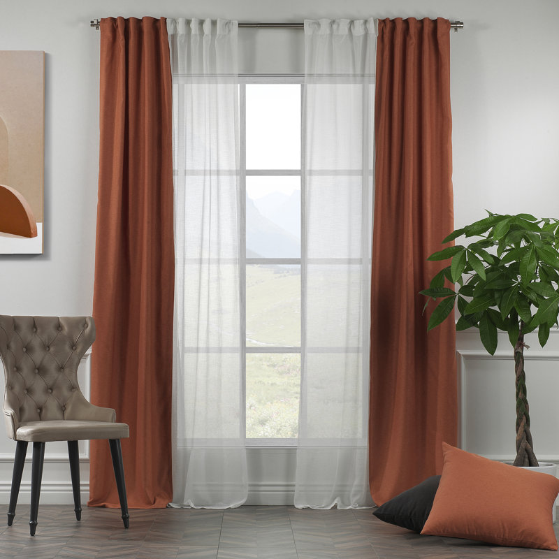 Rideau de fenêtre décoratif chaque panneau, L 27 po x L 63 po, Brique / blanc