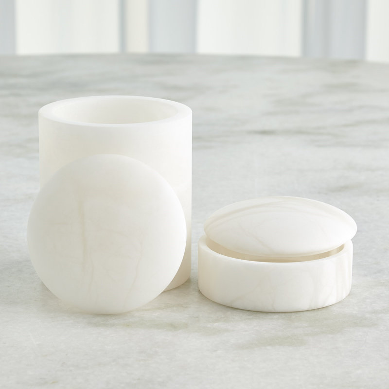 Gala Alabaster Canister-Short, White