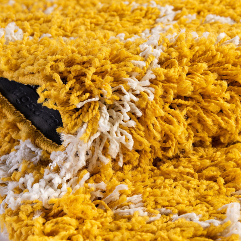 Tapis à poils longs Ruby Trellis - jaune, Tapis de couloir 2 pi x 6 pi