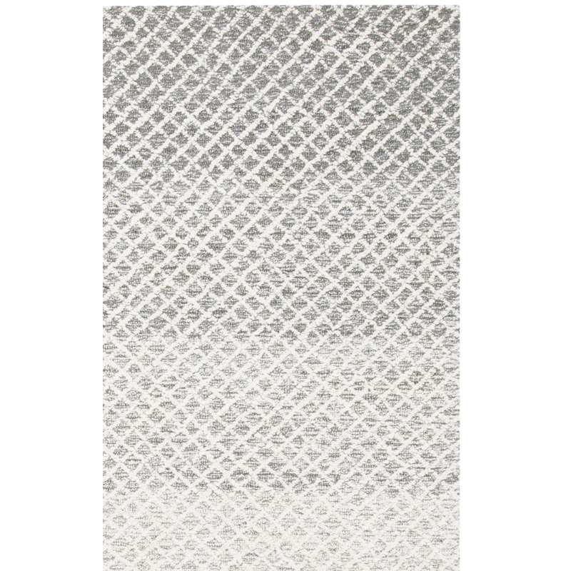 Tapis géométrique en laine et coton touffeté à la main Micro-Loop, Carré 5 pi