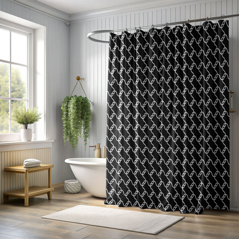 Black Scale - Rideau de douche Premium, H 74 po x l 71 po