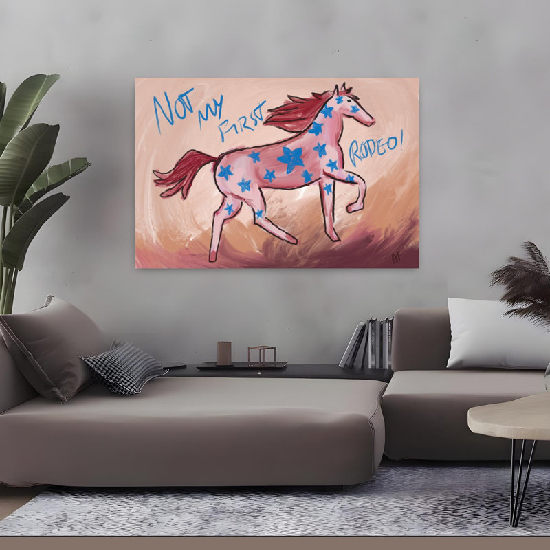 «Not My First Rodeo Abstract Contemporary Horse Landscape Nature», art mural, 32" H x 48" W