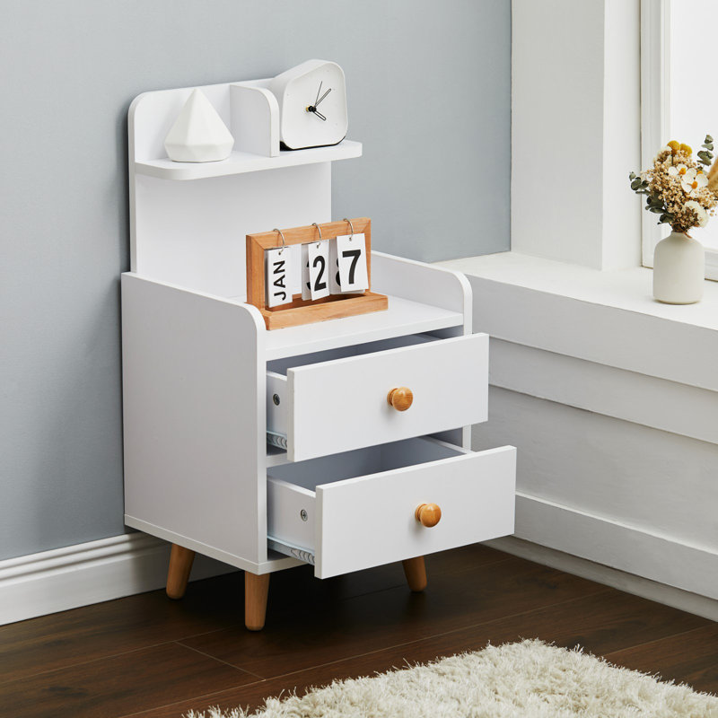 36.5cm W MDF Wood, Metal Bedside Table