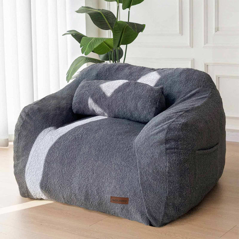 Fauteuil à billes en polyester, Polyester bleu poussiéreux