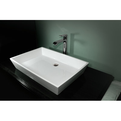 Prism Polished White Handmade Rectangular Dual Mount Bathroom Sink