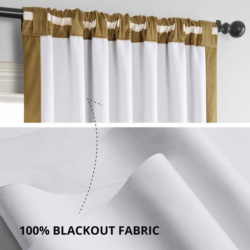 Olivia Velvet Blackout Curtain (1 Panel), 50" W x 84" L, Amber Gold
