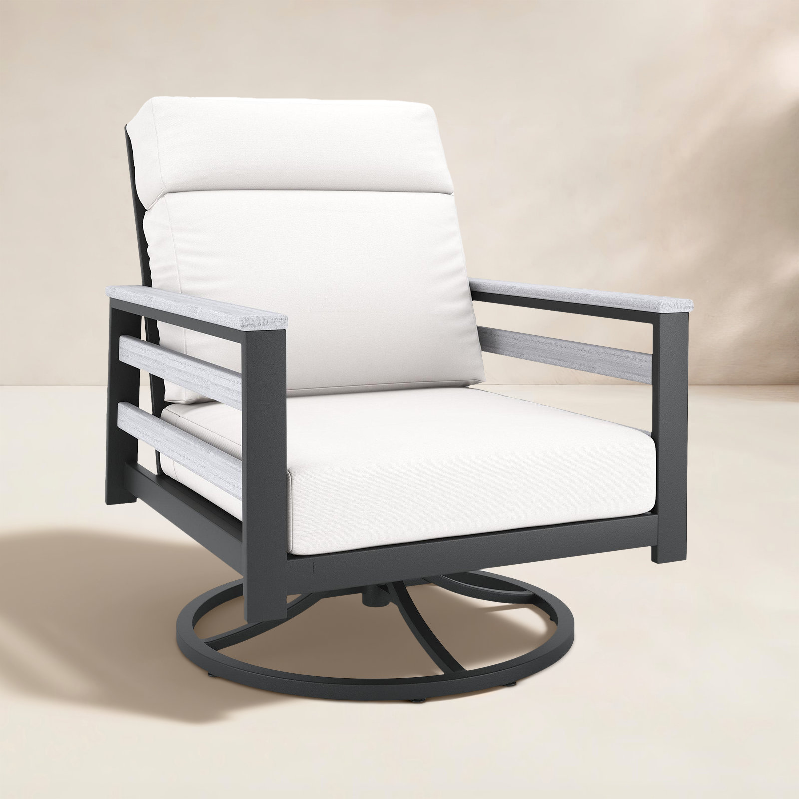 Townsend Sunbrella® Swivel Patio Lounge Chair, White, Canvas White