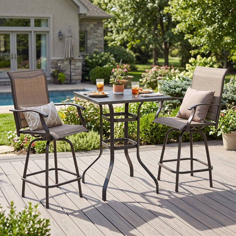 Wicker Bar Set with Stools