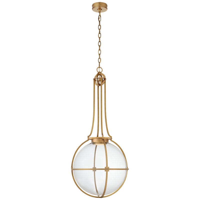 Chapman & Myers Gracie Large Captured Globe Pendant, Antique Brass, 48.25" H x 19.25" W x 19.25" D