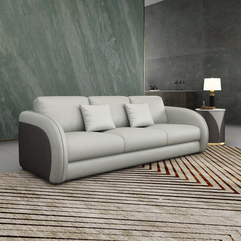 Noir Sofa, Gray/Chocolate Genuine Leather
