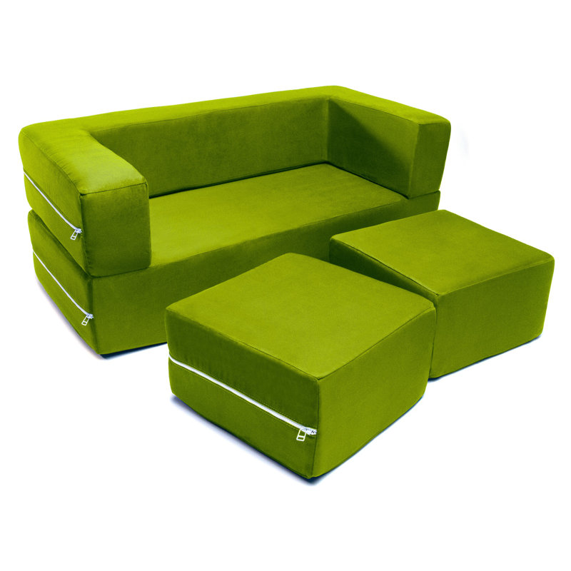 Causeuse modulaire et repose-pieds pliable pour enfants Altermease Zipline, Lime