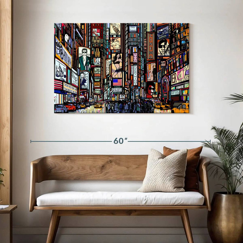 Caricature de Ravi, Times Square, H 30 po x l 45 po