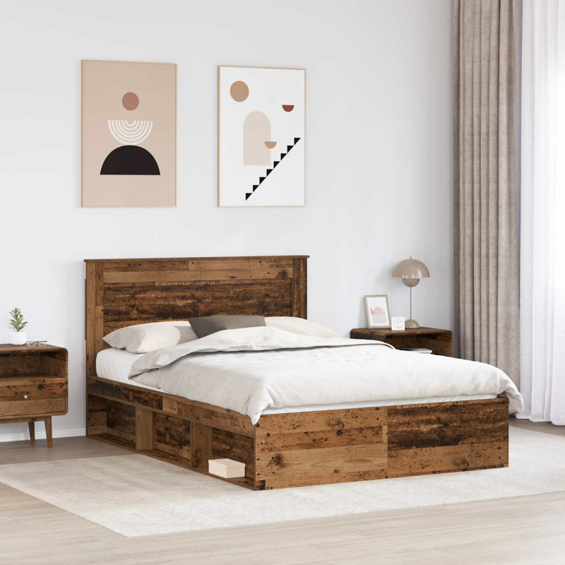 Solid Wood Bed, Old Wood, 140 x 190cm